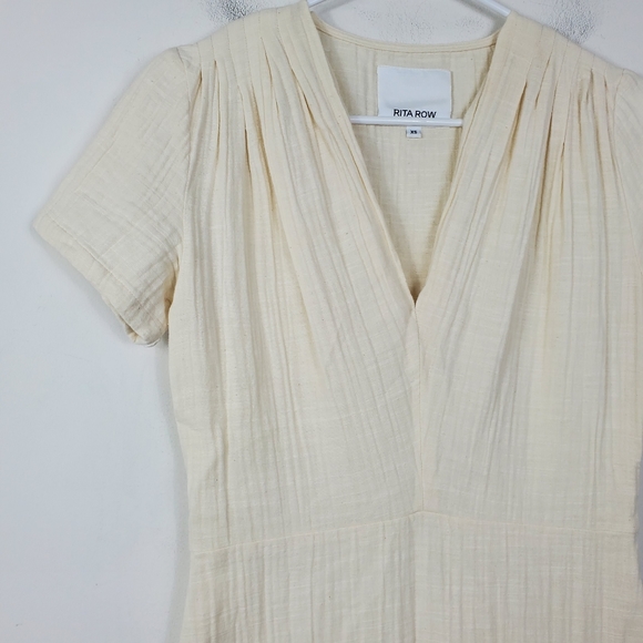 Rita Row Hedda Dress Womens Size XS Double Cotton Gauze Side Slits V Neck - Picture 3 of 10